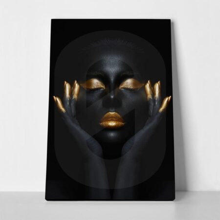Πινακας σε καμβά WOMAN WITH GOLD PAINT 2 - Πορτραιτα και Φιγουρες Sticky 1