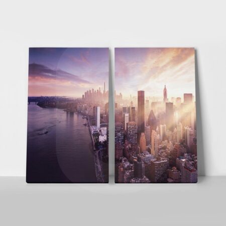Σετ Δίπτυχος Πινακας σε καμβά NEW YORK SUNRISE - Νεα Υορκη Sticky 1