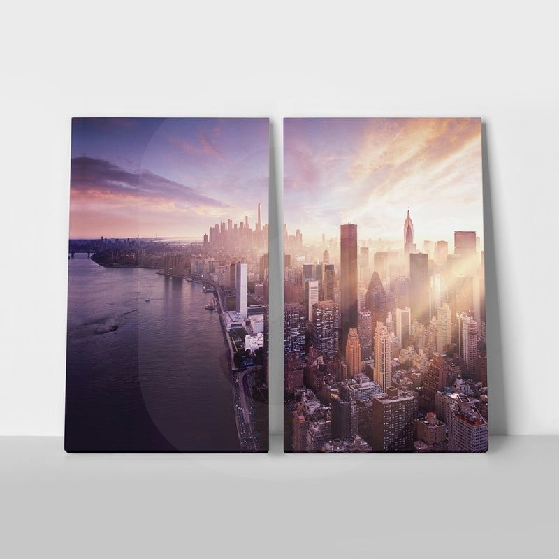 Σετ Δίπτυχος Πινακας σε καμβά NEW YORK SUNRISE