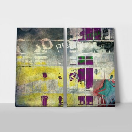 Σετ Δίπτυχος Πινακας σε καμβά ABSTRACT GRUNGE - Αφηρημενα και Abstract Sticky 1