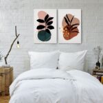 Σετ Δίπτυχος Πινακας σε καμβά ABSTRACT BOHO BOTANICAL ART