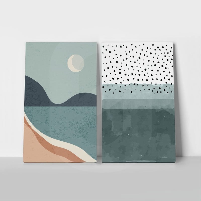 Σετ Δίπτυχος Πινακας σε καμβά ABSTRACT SEA VIEW