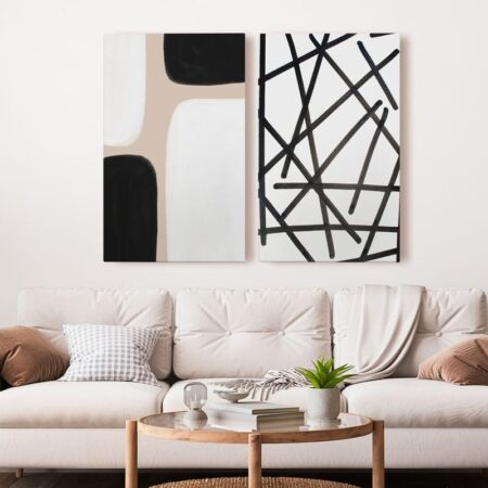 Σετ Δίπτυχος Πινακας σε καμβά ABSTRACT SHAPES - Αφηρημενα και Abstract