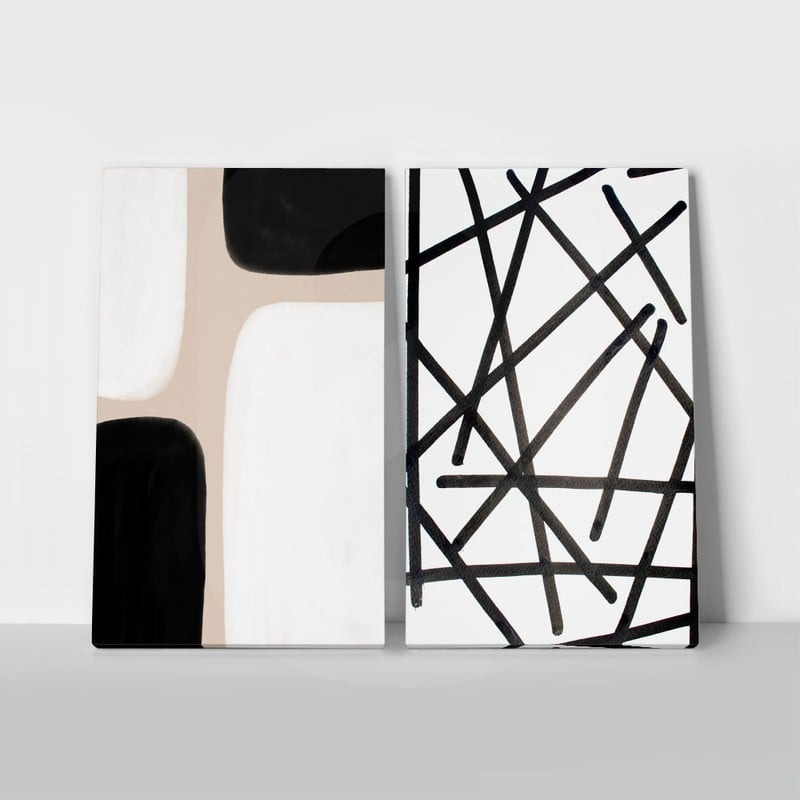 Σετ Δίπτυχος Πινακας σε καμβά ABSTRACT SHAPES