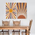 Σετ Δίπτυχος Πινακας σε καμβά ABSTRACT SUN