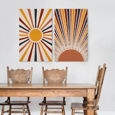 Σετ Δίπτυχος Πινακας σε καμβά ABSTRACT SUN - Ηλιοβασιλεμα