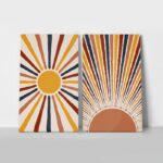 Σετ Δίπτυχος Πινακας σε καμβά ABSTRACT SUN