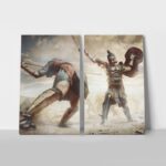 Σετ Δίπτυχος Πινακας σε καμβά ANCIENT GREEK FIGHTING