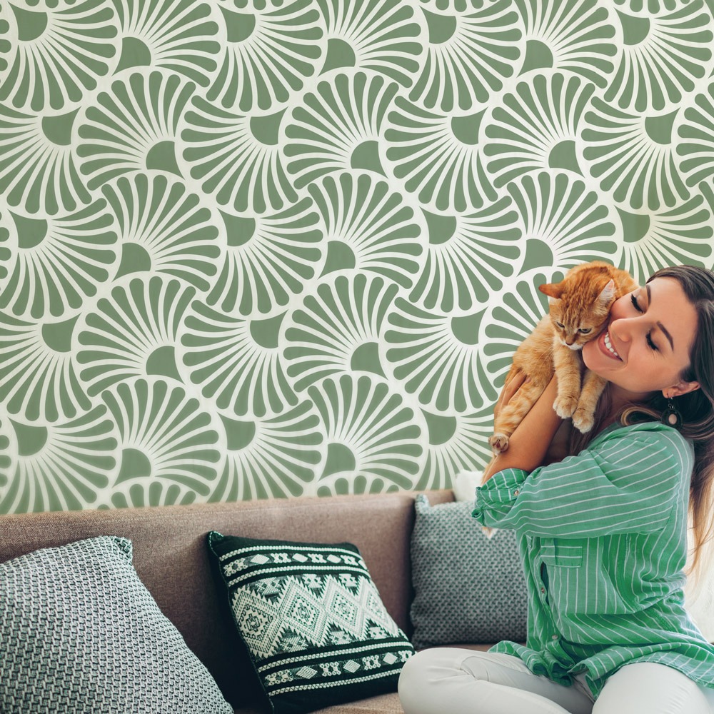 Αυτοκόλλητη Ταπετσαρία τοίχου ART NOUVEAU PASTEL GREEN