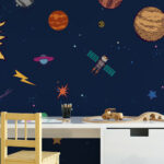 Αυτοκόλλητη Ταπετσαρία τοίχου ASTRONAUT AND PLANETS IN SPACE