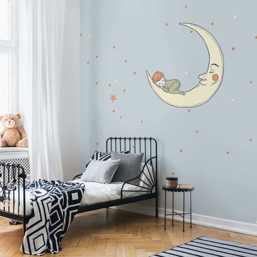 Αυτοκόλλητη Ταπετσαρία τοίχου BABY AND MOON SLEEPING
