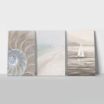Σετ Τριπτυχος Πινακας σε καμβά BEIGE SEA LIFE