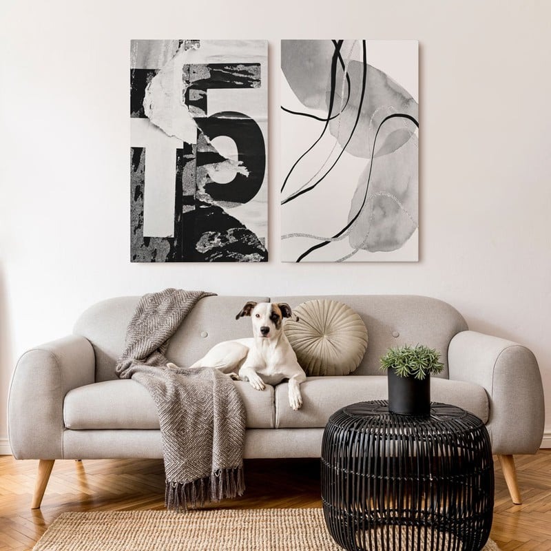 Σετ Δίπτυχος Πινακας σε καμβά BLACK AND WHITE MODERN ART
