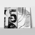 Σετ Δίπτυχος Πινακας σε καμβά BLACK AND WHITE MODERN ART