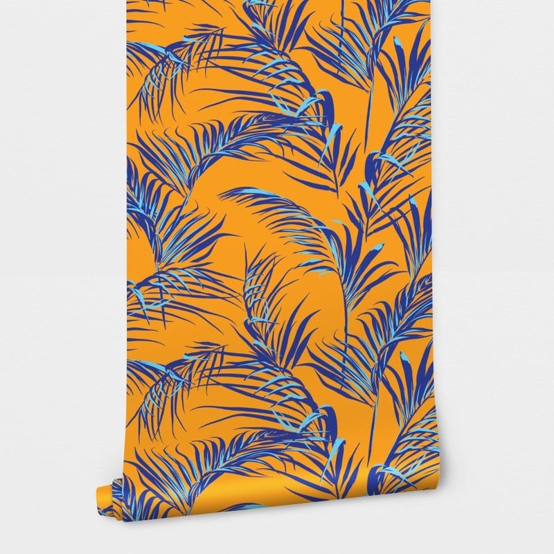 Αυτοκόλλητη Ταπετσαρία τοίχου BLUE PALM LEAVES