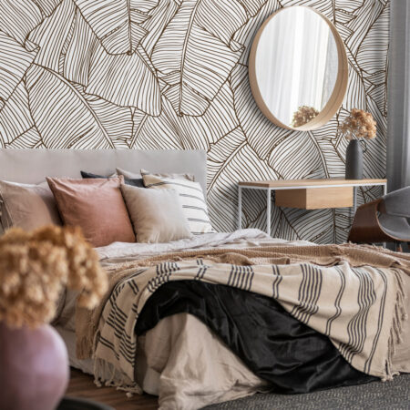 Αυτοκόλλητη Ταπετσαρία τοίχου BROWN PALM PATTERN - Tropical