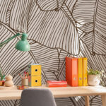 Αυτοκόλλητη Ταπετσαρία τοίχου BROWN PALM PATTERN