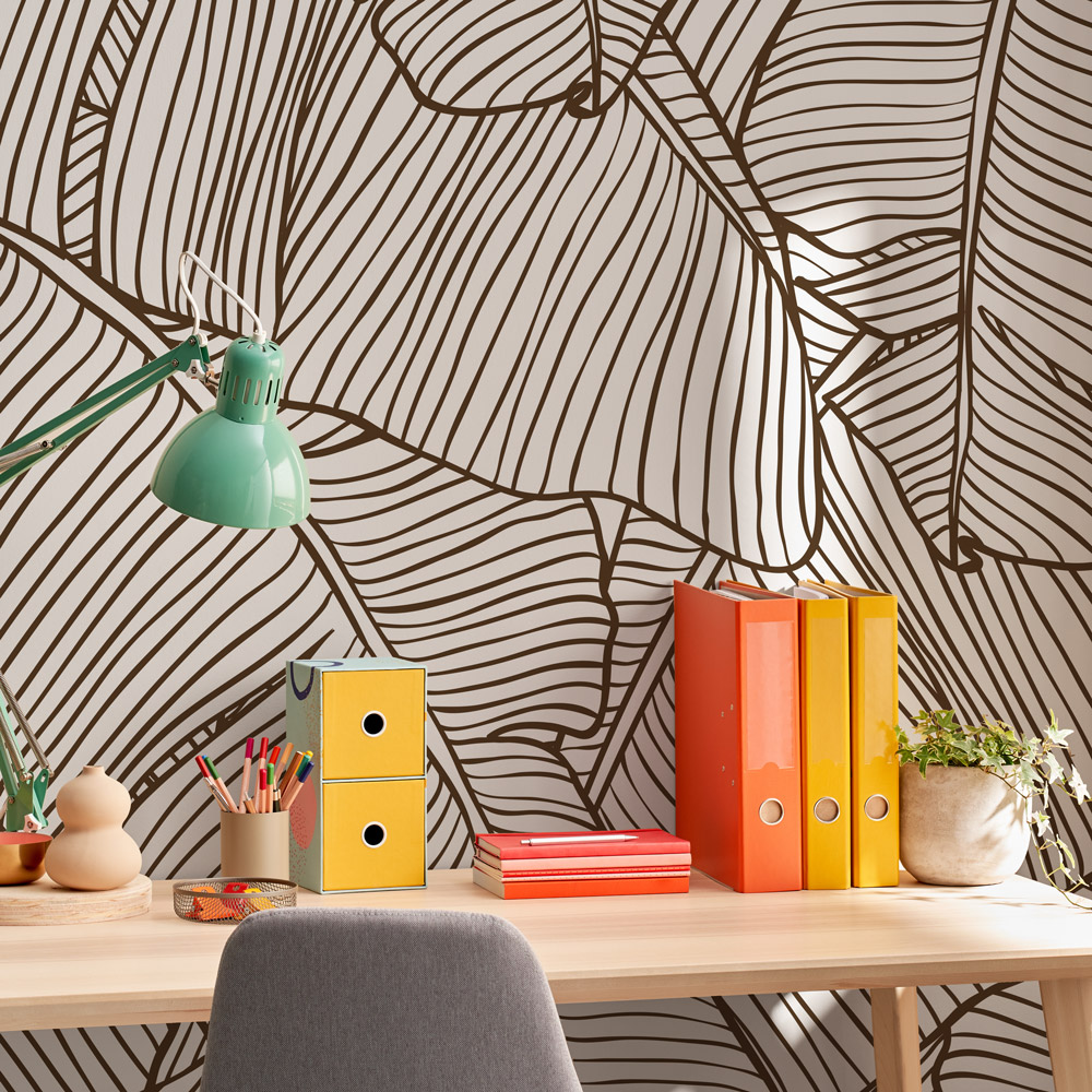 Αυτοκόλλητη Ταπετσαρία τοίχου BROWN PALM PATTERN