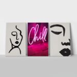 Σετ Τριπτυχος Πινακας σε καμβά CHILL ABSTRACT FACE ILLUSTRATIONS