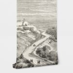 Αυτοκόλλητη Ταπετσαρία τοίχου COUNTRY ROAD VINTAGE DRAWING