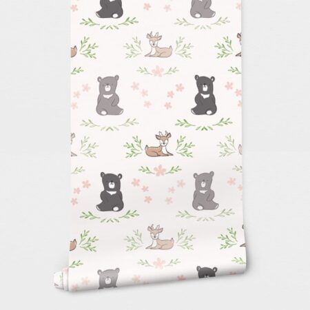 Αυτοκόλλητη Ταπετσαρία τοίχου CUTE BEAR AND DEER - Ταπετσαρίες Sticky 1