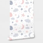 Αυτοκόλλητη Ταπετσαρία τοίχου CUTE STARS AND CLOUDS