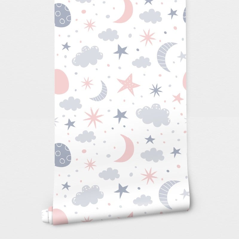 Αυτοκόλλητη Ταπετσαρία τοίχου CUTE STARS AND CLOUDS