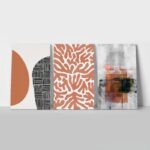 Σετ Τριπτυχος Πινακας σε καμβά DARK ORANGE ABSTRACT
