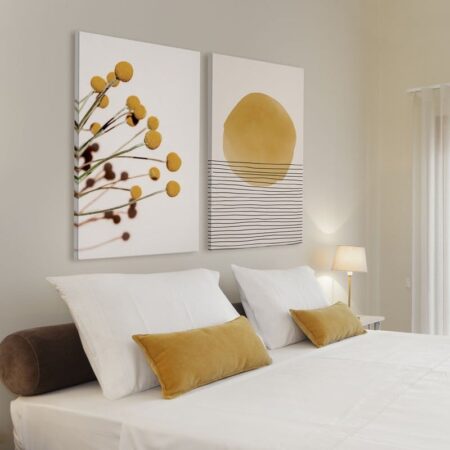 OUTLET Σετ Δίπτυχος Πινακας σε καμβά DARK YELLOW ABSTRACT 30cm x 50cm - OUTLET