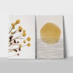 OUTLET Σετ Δίπτυχος Πινακας σε καμβά DARK YELLOW ABSTRACT 30cm x 50cm