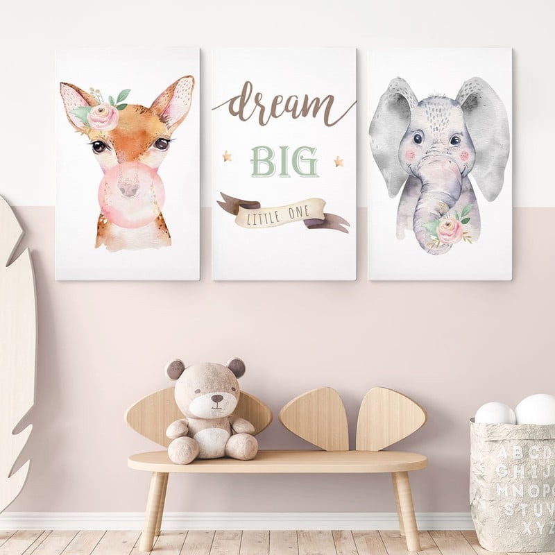 Σετ Τριπτυχος Πινακας σε καμβά DREAM BIG LITTLE ONE