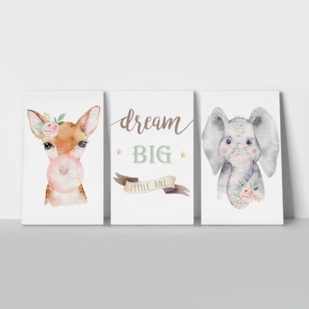 Σετ Τριπτυχος Πινακας σε καμβά DREAM BIG LITTLE ONE - Παιδικοι και set Sticky 1