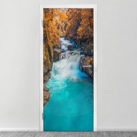 Αυτοκολλητο Πορτας DEEP FOREST WATERFALL - Τοπία και Φύση