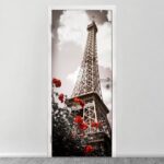 Αυτοκολλητο Πορτας EIFFEL TOWER AND RED ROSE