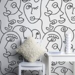 Αυτοκόλλητη Ταπετσαρία τοίχου FACES POP LINE ART