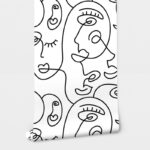 Αυτοκόλλητη Ταπετσαρία τοίχου FACES POP LINE ART