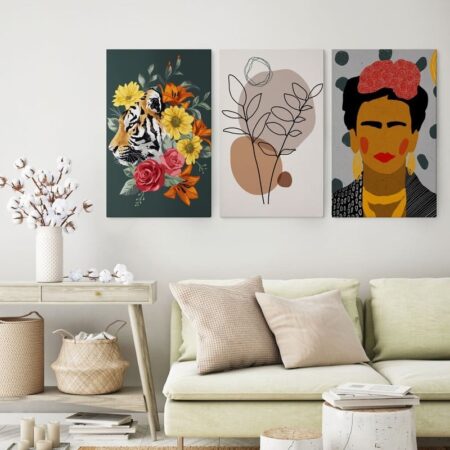 Σετ Τριπτυχος Πινακας σε καμβά FLORAL VIBES - Floral - Λουλουδια