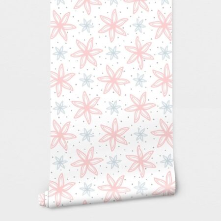Αυτοκόλλητη Ταπετσαρία τοίχου FLOWERS AND ROUND DOTS - Μοτίβα Sticky 1