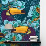 Αυτοκόλλητη Ταπετσαρία τοίχου FLOWERS AND TOUCAN