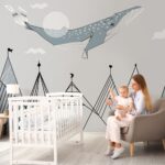 Αυτοκόλλητη Ταπετσαρία τοίχου FLYING WHALE