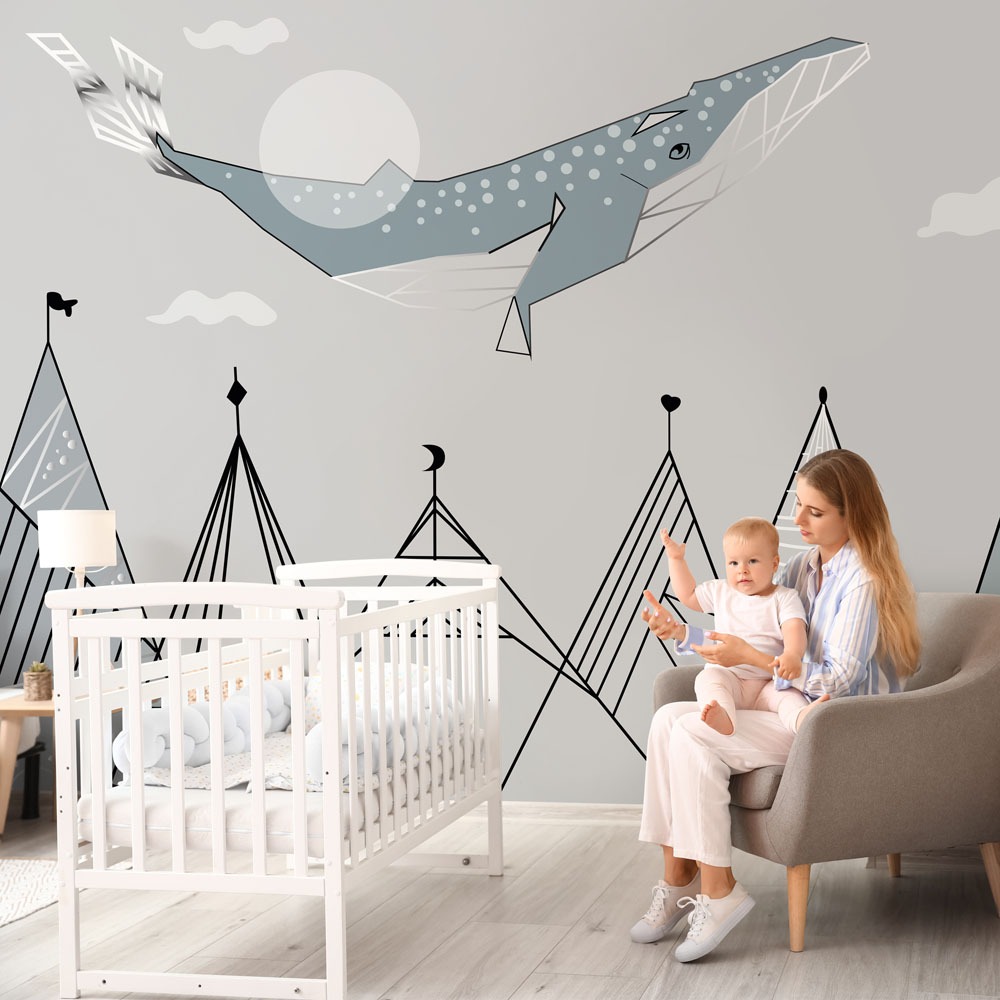 Αυτοκόλλητη Ταπετσαρία τοίχου FLYING WHALE