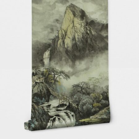 Αυτοκόλλητη Ταπετσαρία τοίχου FOGGY MOUNTAINS DRAWING - Τοπία Sticky 2