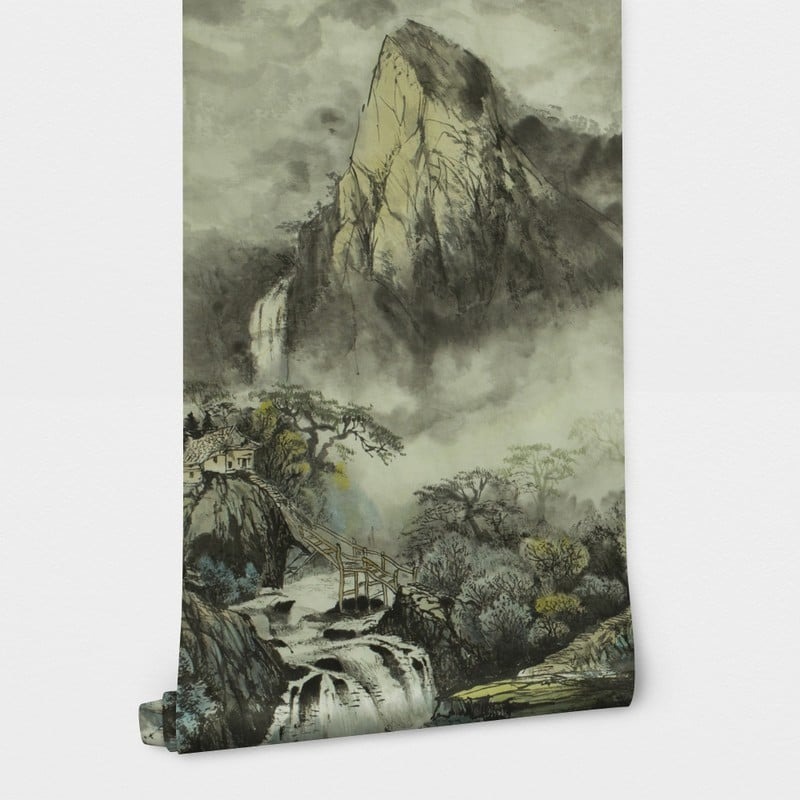 Αυτοκόλλητη Ταπετσαρία τοίχου FOGGY MOUNTAINS DRAWING