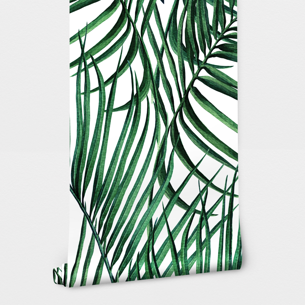 Αυτοκόλλητη Ταπετσαρία τοίχου GREEN TROPICAL PALM LEAVES