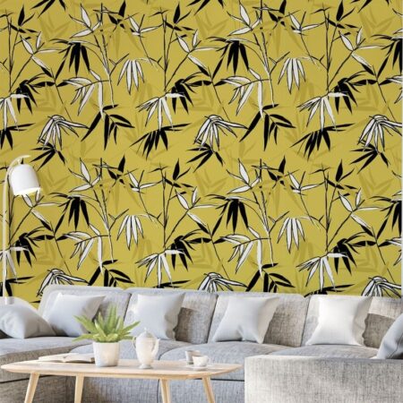 Αυτοκόλλητη Ταπετσαρία τοίχου HAND DRAWN BAMBOO LEAVES - Tropical