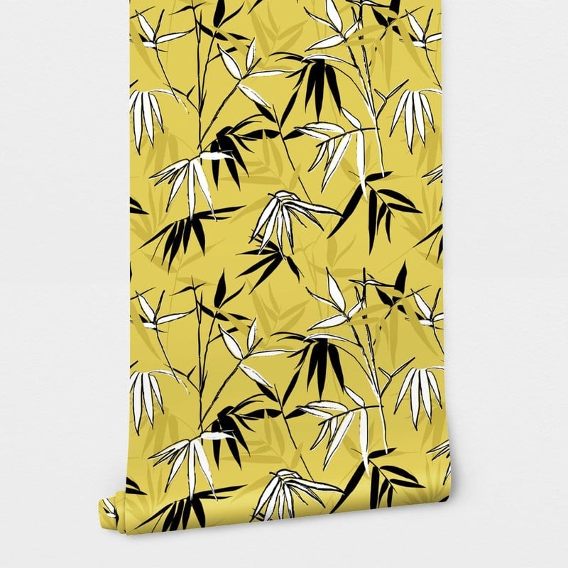 Αυτοκόλλητη Ταπετσαρία τοίχου HAND DRAWN BAMBOO LEAVES