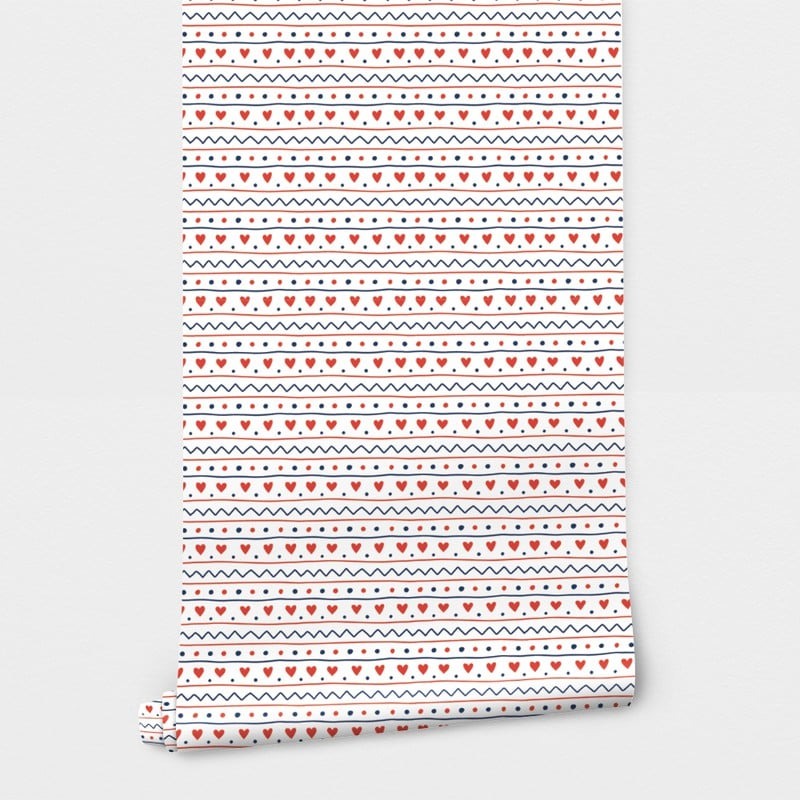 Αυτοκόλλητη Ταπετσαρία τοίχου HEART SCANDINAVIAN ORNAMENT