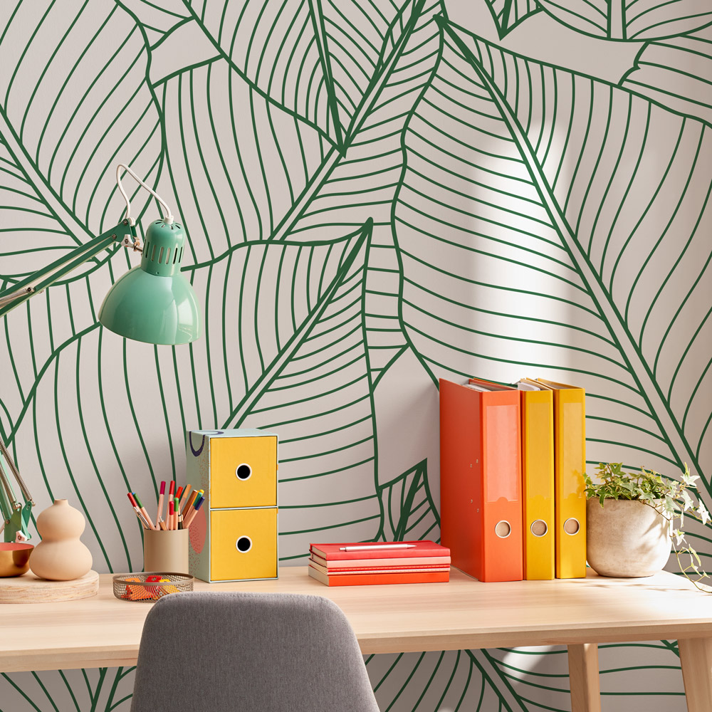 Αυτοκόλλητη Ταπετσαρία τοίχου LINE TROPICAL LEAVES