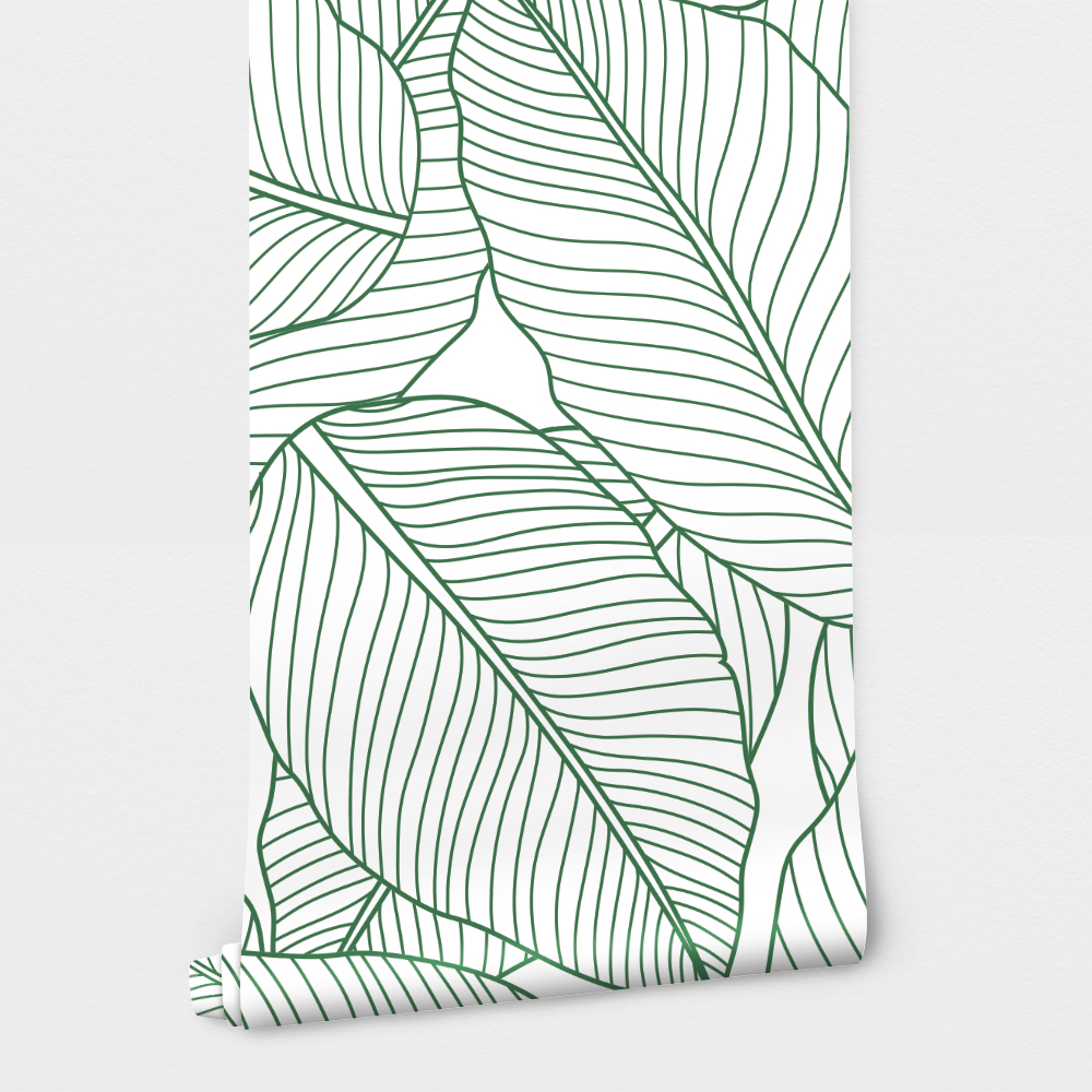 Αυτοκόλλητη Ταπετσαρία τοίχου LINE TROPICAL LEAVES
