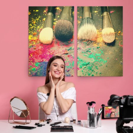Σετ Δίπτυχος Πινακας σε καμβά MAKEUP BRUSHES - Μοδα και Διασκεδαση